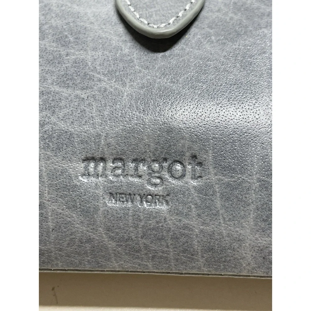 Margot New York Crossbody Gray Blue Leather Bag Convertible Wristlet Small